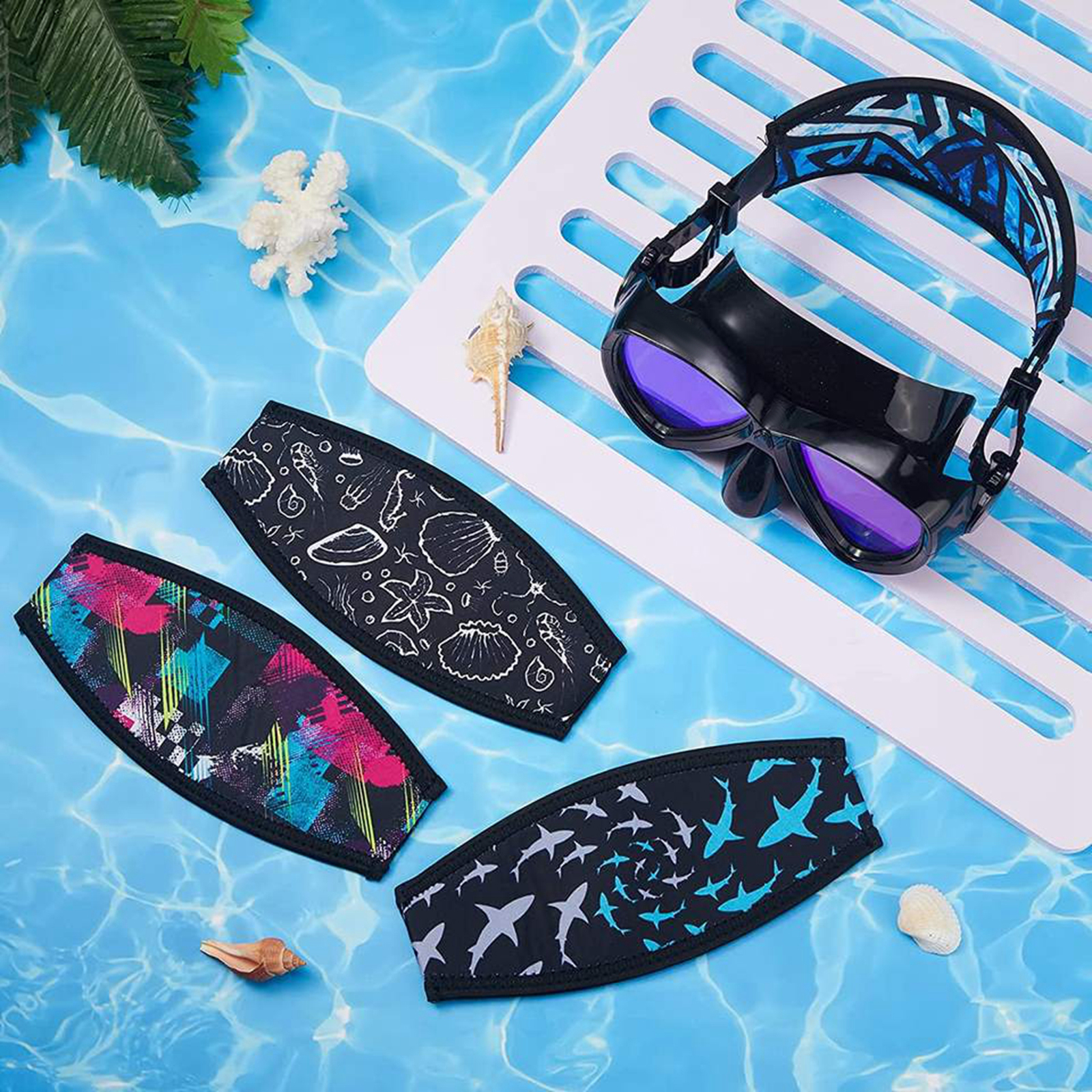 Freediving Mask Set - Scuba Diving Mask Strap Cover Neoprene