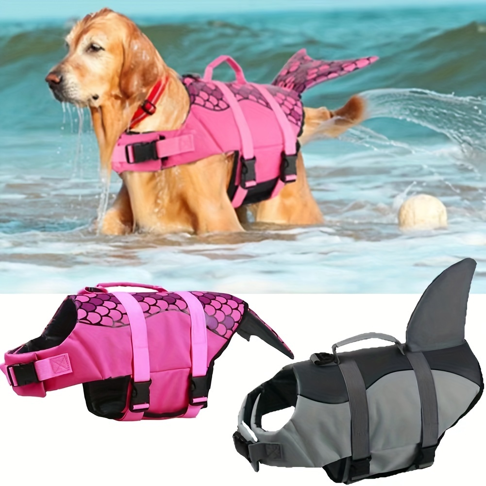 Shark/Mermaid Dog Life Jacket  - Life Jacket Buoyancy avaliação e preço