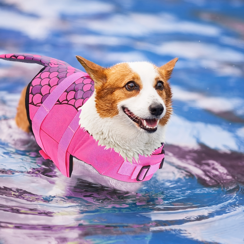 Shark/Mermaid Dog Life Jacket  - Life Jacket Buoyancy avaliação e preço