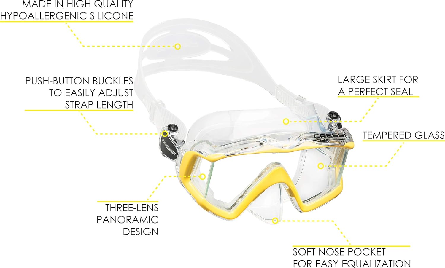 Wide Panoramic View Snorkel Ma - Freediving Mask Set avaliação e preço