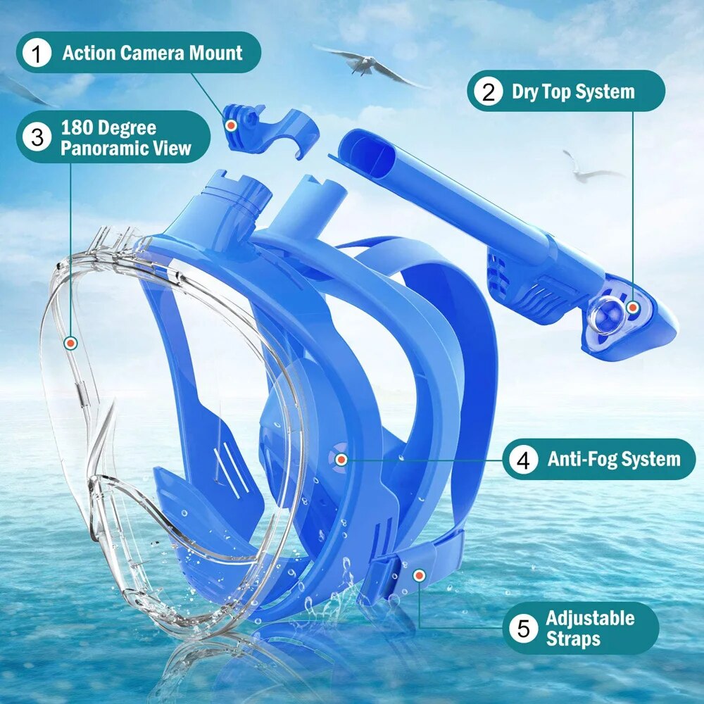 Underwater Snorkeling Full Fac - Freediving Mask Set avaliação e preço